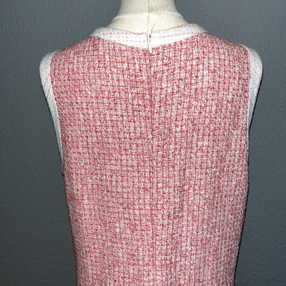ANTHROPOLOGIE MAEVE RED WHITE & PINK BOUCLE TWEED CHANEL STYLE MINI DRESS - XL - Picture 8 of 15